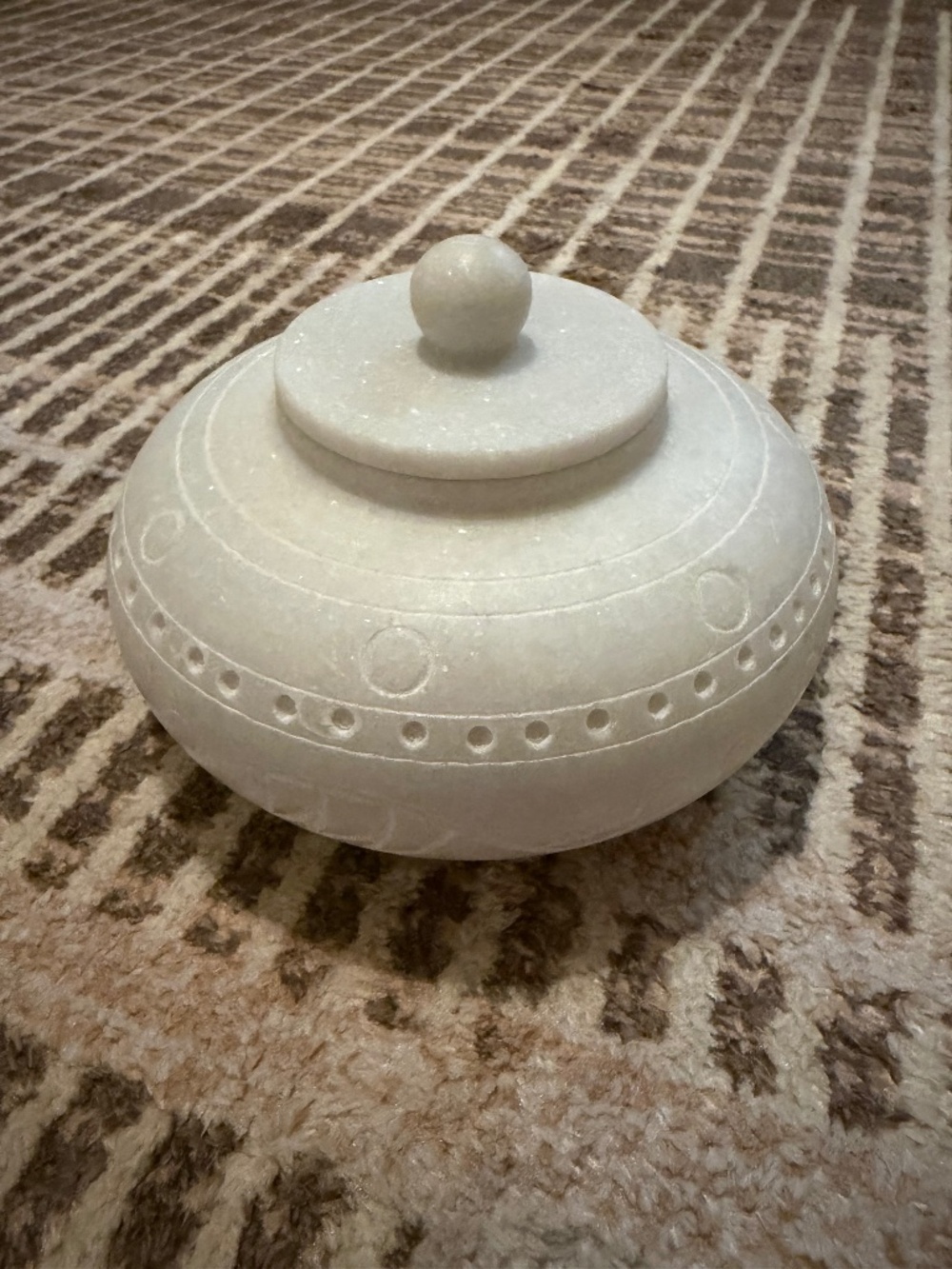 Stone carved jar with lid